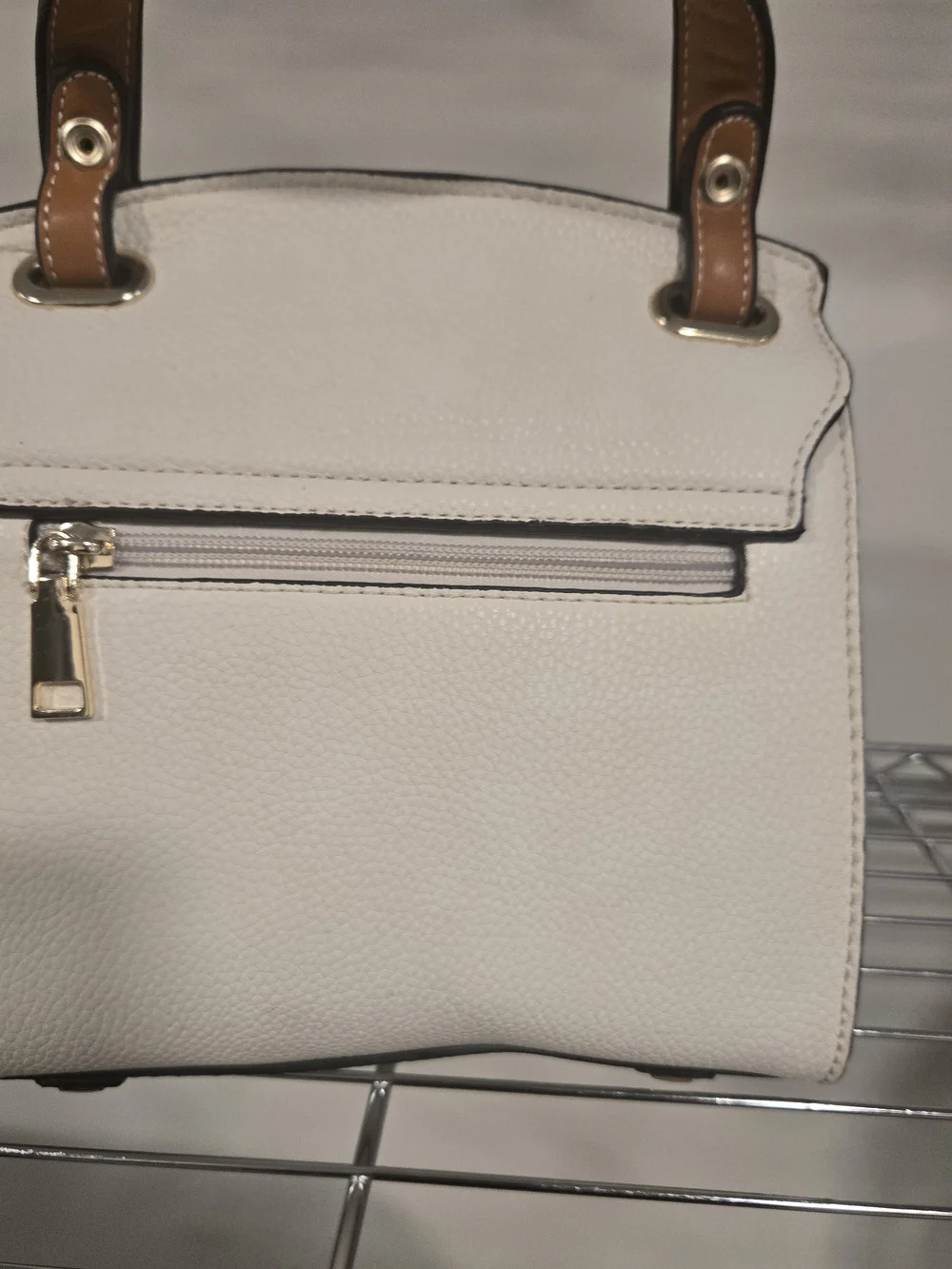 Simply Noelle White and Tan Top-Handle Satchel